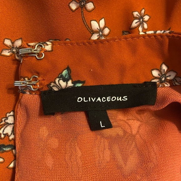 Olivaceous Halter Mini Dress Women's L Rust Orange Floral Boho Hippie Keyhole - Picture 3 of 6